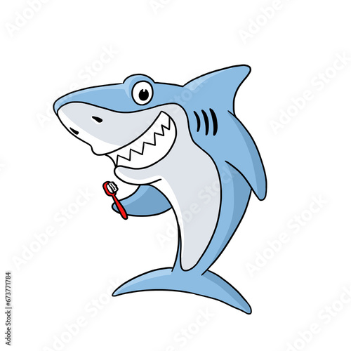 shark cartoon illustration for dental purpose