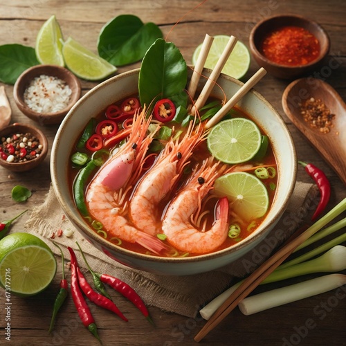 tom yum kung - thai food - Generative AI