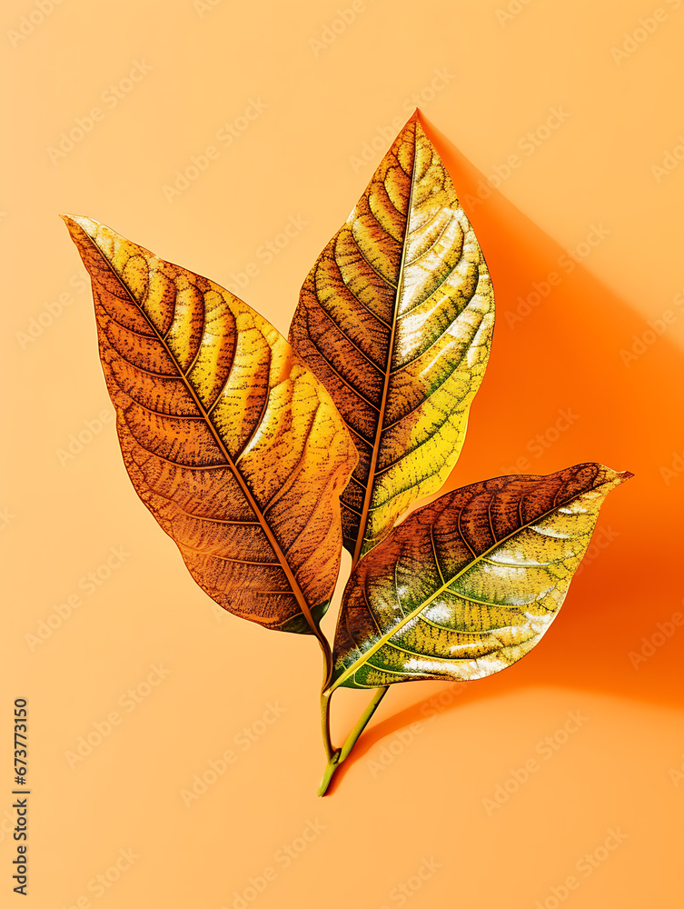 Croton isolated on orange background
