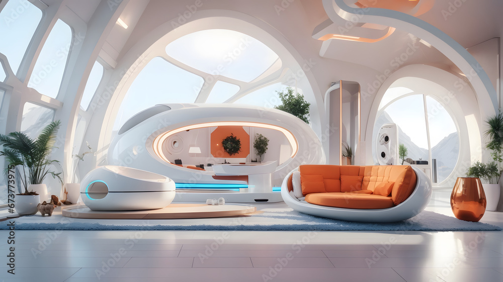Fototapeta premium 2070 Futuristic House Living Hall