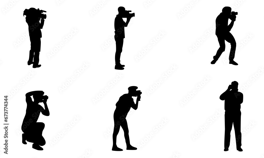 camera man silhouettes set