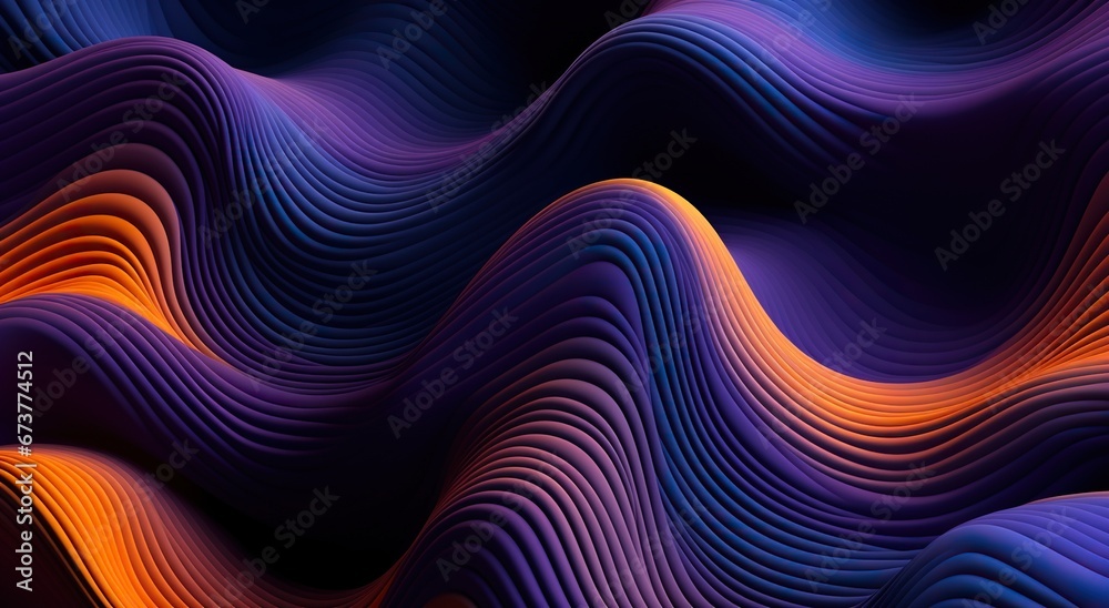 Abstract graphics with waves in shades of purple and orange. Abstract graphics with waves in shades of purple and orange.