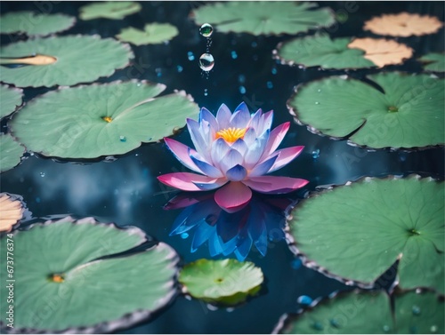 Lotus flowers in lake 