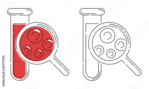 Blood testing icon in thin separated line