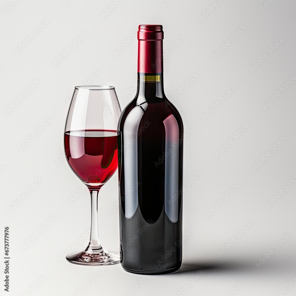 Red Wine bottle and glass on white background. Red Wine bottle and glass on white background.