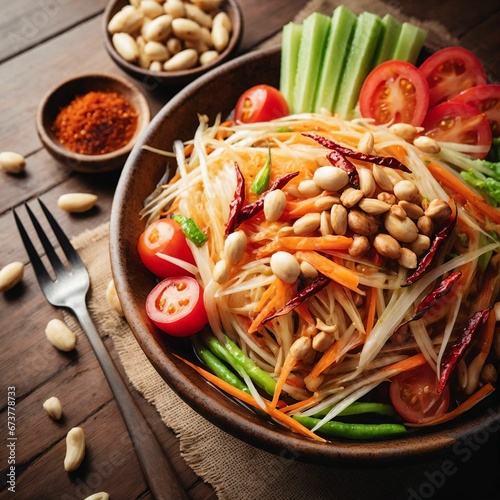 somtum - thai food - Generative AI