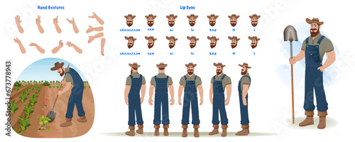 Handyman, builder Character Creation and Animation Pack, Man Wearing Overalls with tools, Equipment, Mouth Animation and Lip Sync