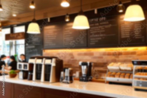 Coffee shop or cafe restaurant interior blur background.