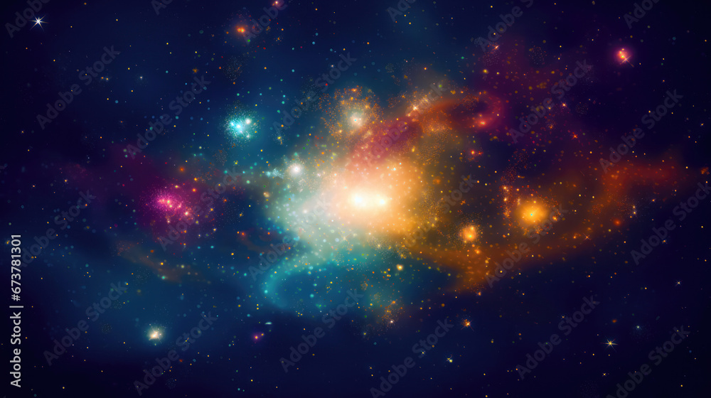 Cosmic space background with nebula and stars. Vector illustration