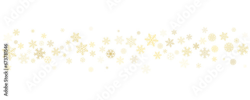 Christmas snowflakes background. Winter gold snow falling minimal decoration, greeting card. Noel subtle backdrop. Vector illustration