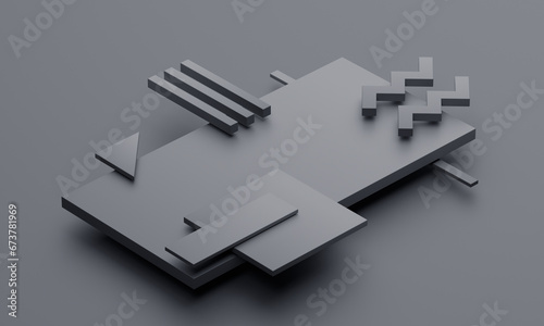 Fototapeta Naklejka Na Ścianę i Meble -  Abstract 3d render, gray geometric composition design