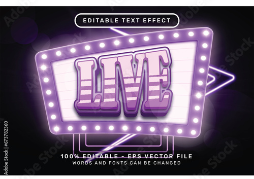 live 3d text effect and editable text effect whit light and neon border