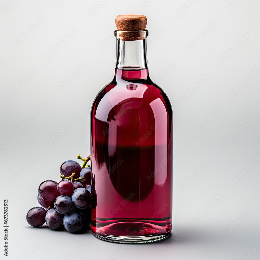 Obraz premium Red Wine bottle and glass on white background.