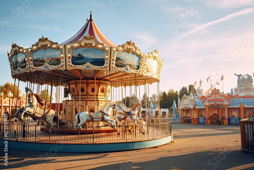 amusement park with merry go round carousel