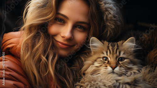 Furry Companions  A person hugging their pet cat  exemplifying the companionship of animals