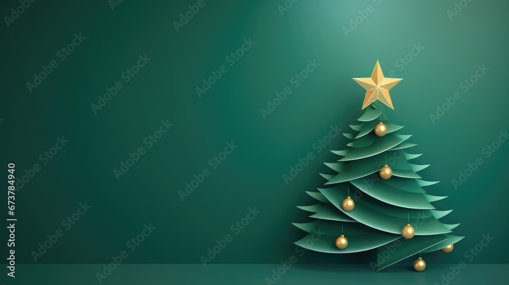 Christmas green tree on a dark green background. Happy New Year Christmas green tree on a dark green background. Happy New Year