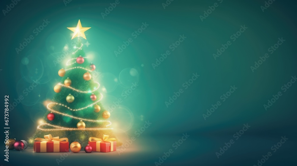 Christmas green tree on a dark green background. Happy New Year Christmas green tree on a dark green background. Happy New Year