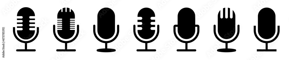Microphone vector icon on white background. Microphone icon set. Different microphone. Vector illustration Microphone vector icon on white background. Microphone icon set. Different microphone. Vector illustration