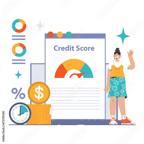 Debt management. Organization, tracking and paying off debts. Financial planning and budgeting. Payment strategy development. Flat vector illustration