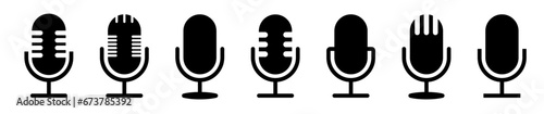 Microphone vector icon on white background. Microphone icon set. Different microphone. Vector illustration