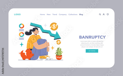 Debt management web banner or landing page. Organization, tracking and paying off debts. Financial planning and budgeting. Payment strategy development. Flat vector illustration