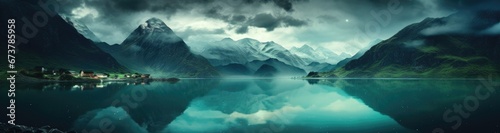 A Majestic Landscape: The Serene Mountain Range Reflected in the Tranquil Lake