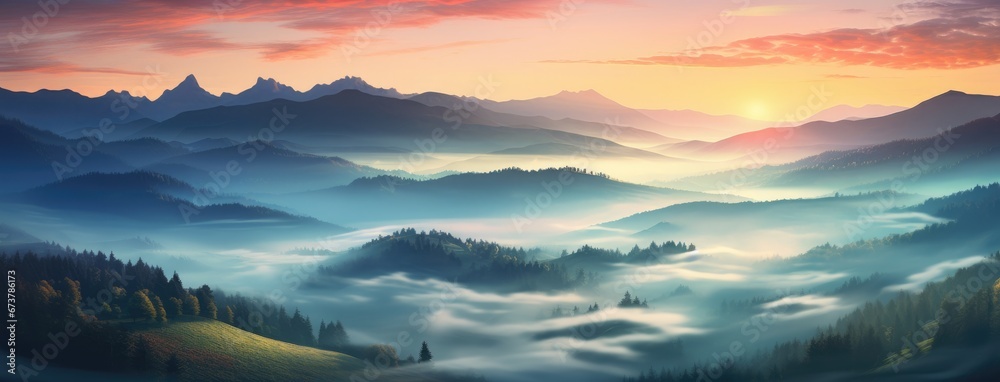 A Majestic Mountain Landscape: Nature's Beauty Unveiled in Brushstrokes
