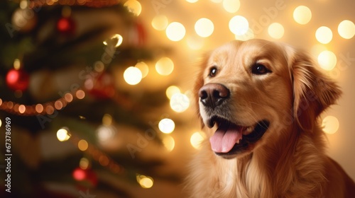 Funny happy Christmas dog