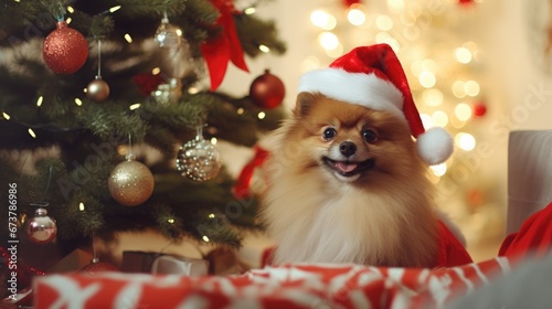Funny happy Christmas dog © megavectors