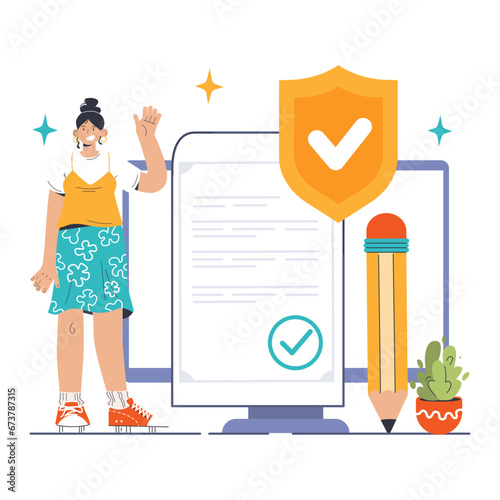 Insurance. Idea of security and protection of life and property. Healthcare and first aid. Emergencies compensation or clinic services spendings coverage. Flat vector illustration