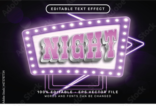 night 3d text effect and editable text effect whit light and neon border