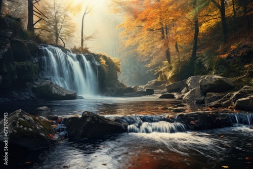 Beautiful and colorful creek with Fall foliage. Autumn seasonal concept. © Joyce
