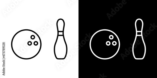 Modern illustration with black bowling. Vector icon of bowling equipment.