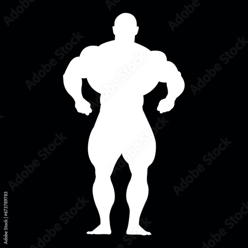 silhouette of a big back bodybuilder