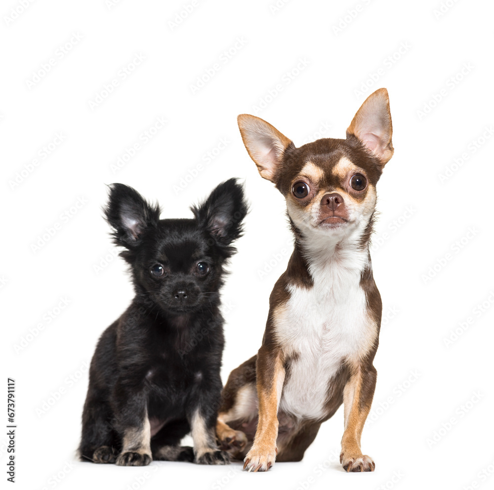 Two chihuahua dog sitting together, Cut-out Two chihuahua dog sitting together, Cut-out