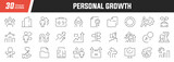 Personal growth linear icons set. Collection of 30 icons in black