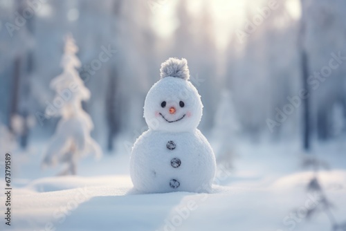 Cute snowman in Winter. Winter seasonal concept.