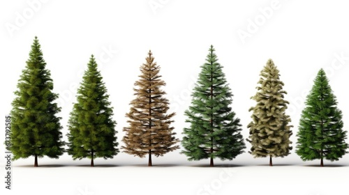 Isolated image of Christmas tree for holiday decoration on white background. Winter seasonal concept. © Joyce