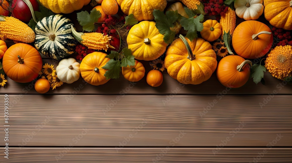 Autumn background from fallen leaves and fruits with vintage place setting on old wooden table. Thanksgiving day concept. Autumn background from fallen leaves and fruits with vintage place setting on old wooden table. Thanksgiving day concept.