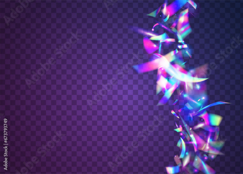 Hologram Tinsel. Digital Foil. Disco Prismatic Decoration. Violet Retro Texture. Metal Burst. Kaleidoscope Sparkles. Webpunk Art. Carnival Effect. Purple Hologram Tinsel