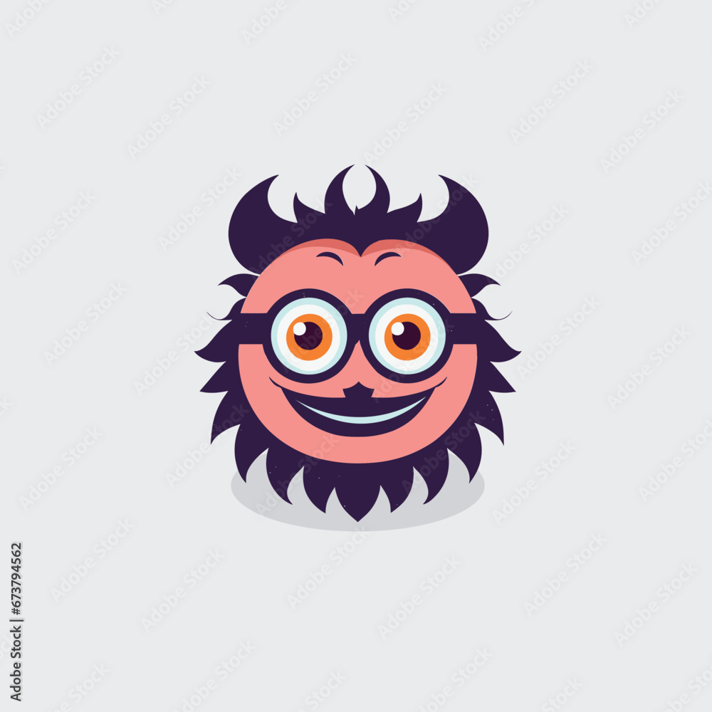 Cute cartoon monster baby character. Pink alien with funny smiling face vector illustration