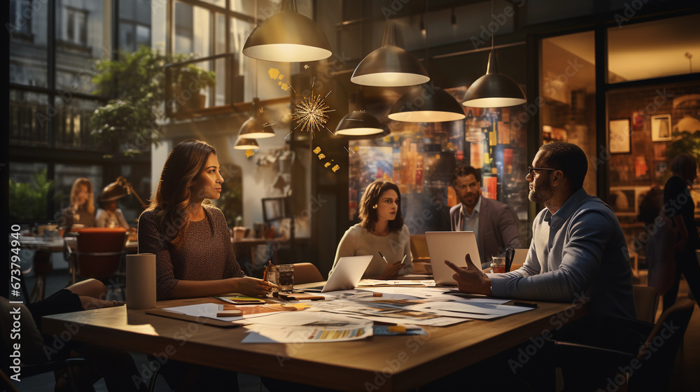 Corporates workers discussing business topics in a modern conference room Corporates workers discussing business topics in a modern conference room