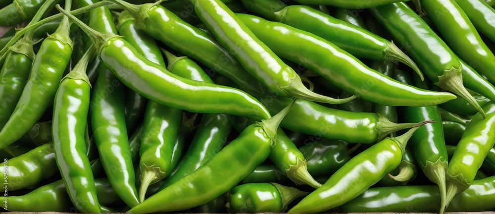Bunch of green chili detailed texture background from Generative AI Bunch of green chili detailed texture background from Generative AI