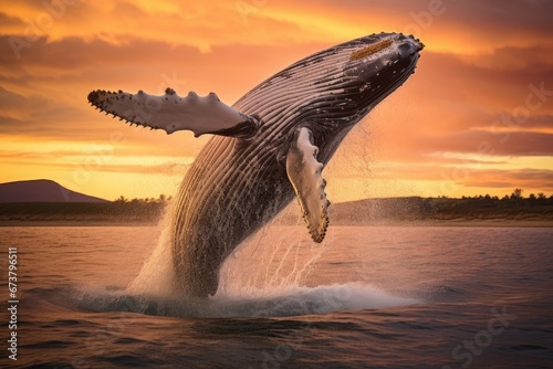 A Majestic Humpback Whale Leaping in the Ocean's Embrace
