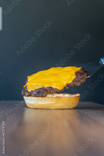 paty on a hamburger bun photo