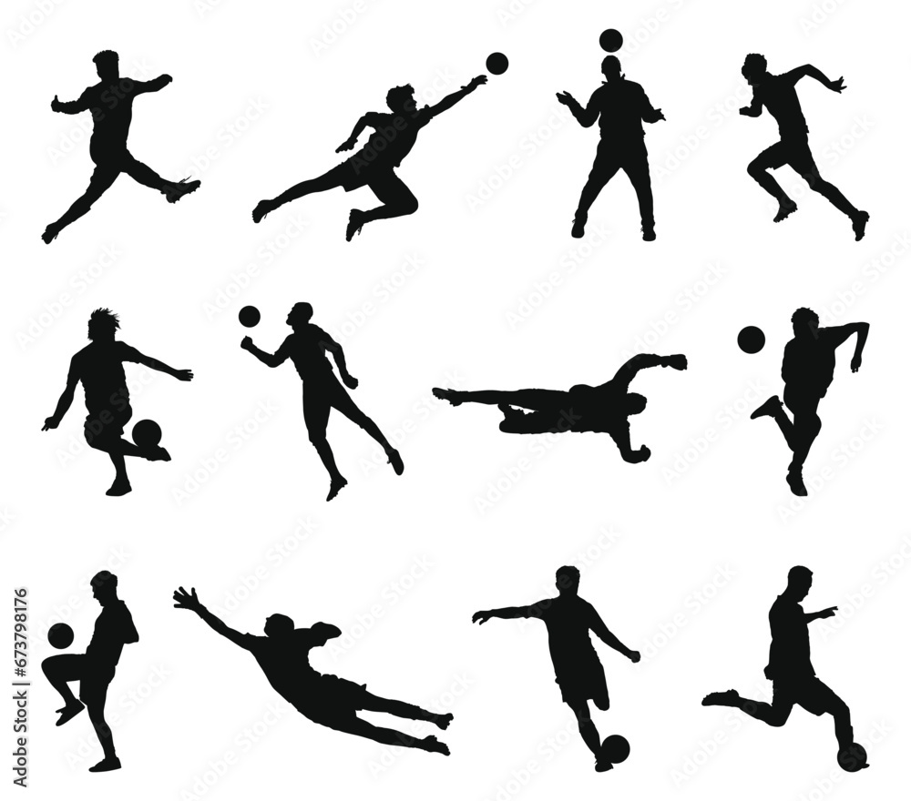 Set of silhouettes of football players vector Set of silhouettes of football players vector