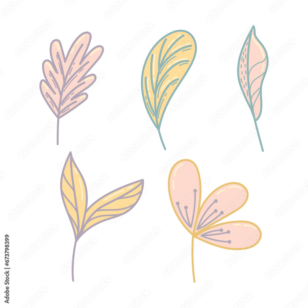 Botanical cute hand drawn illustration vector on white background Botanical cute hand drawn illustration vector on white background