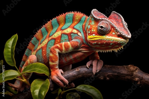A Colorful Chameleon Blending with Nature's Palette © pham