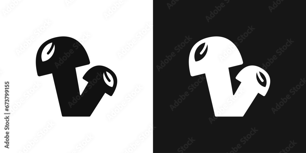 Porcini mushroom vector icon. Mushrooms pair, porcini sign - obrazy, fototapety, plakaty 