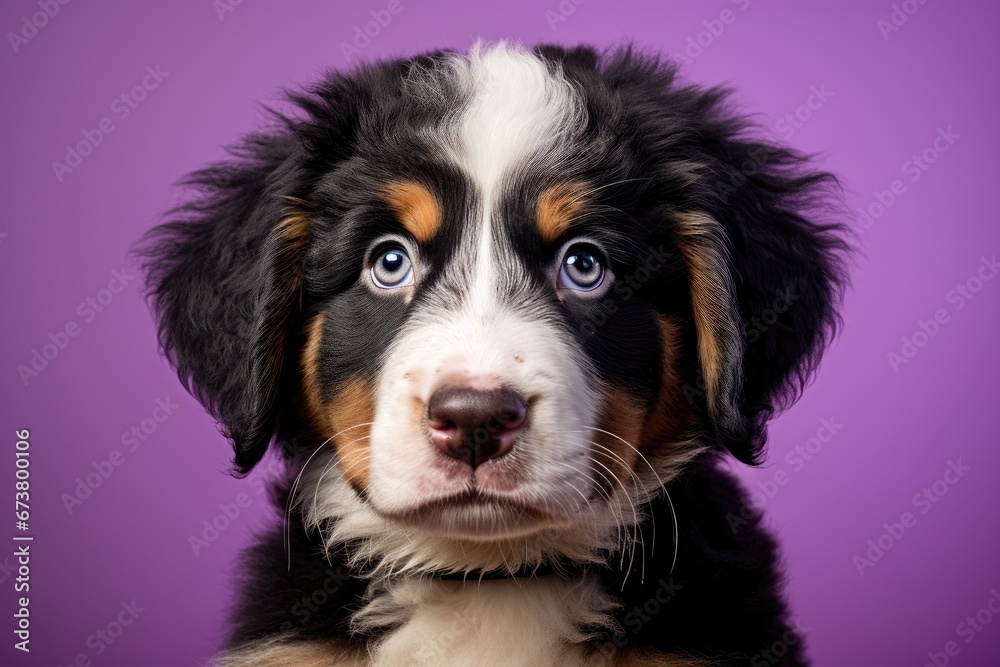 A Majestic Canine Portrait Against a Vibrant Purple Backdrop